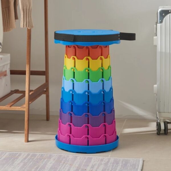 Portable Telescopic Stool Lightweight Collapsible Folding Seat For Camping Fishing Hiking And Outdoor Activities With Adjustable Height (Random Color)