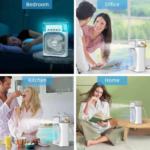 9-Inch Desktop Water Mist Fan ? Portable Humidifier Air Cooler with 5-Hole Spray, 3 Speed Modes, and LED Night Light (Not Rechargeable)