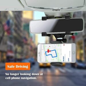 Universal car rear view mirror phone holder mounted